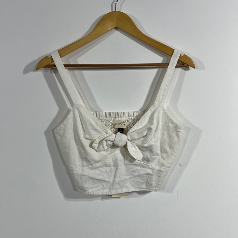 Universal Thread Coastal Resort Dainty Linen Blend Tie Front Crop Top Small NWT